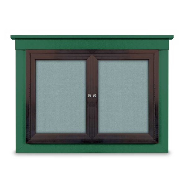 60"x36" 2-Door Enclosed Outdoor Letterboard, Hdr, Blue Felt/Satin